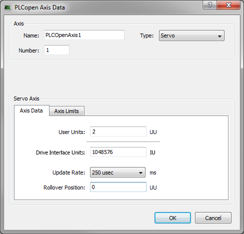 PLCopen Axis Data Dialog